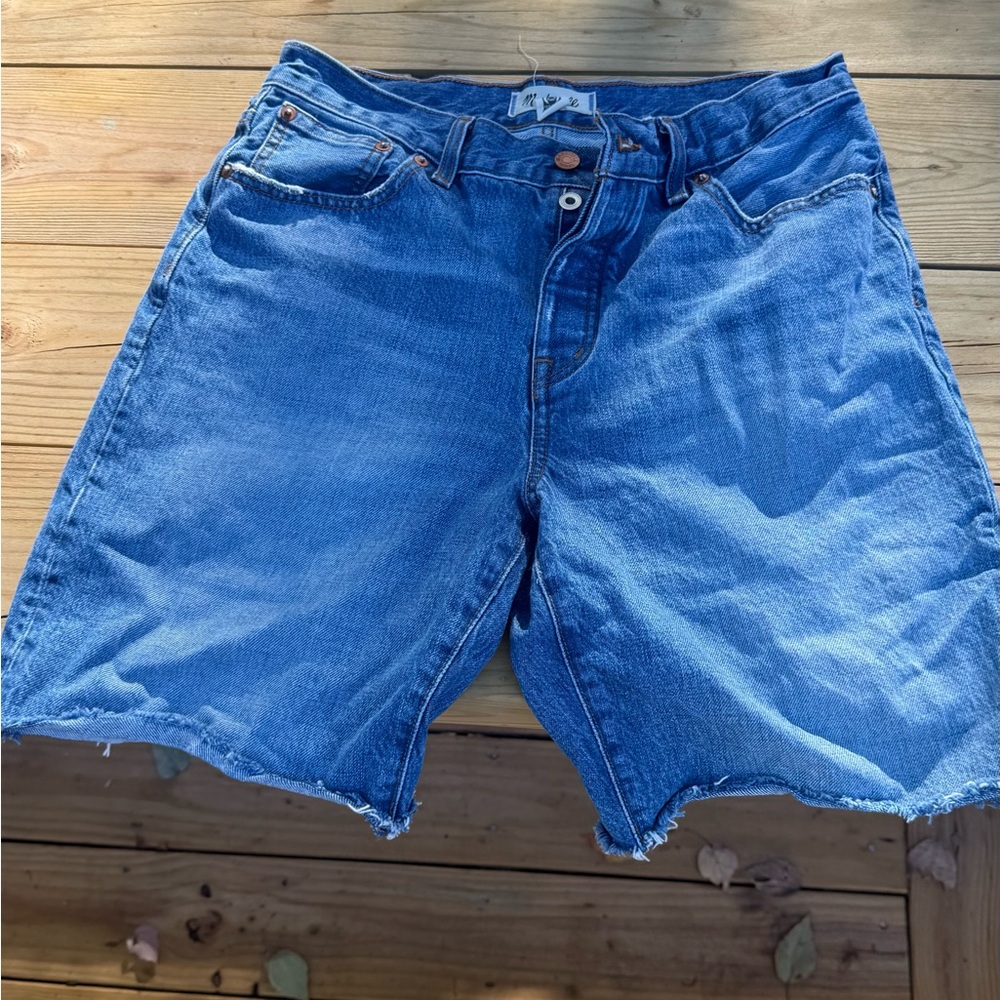 Madewell Boyfriend Long Blue Denim Shorts size 27